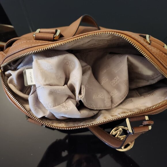 Michael Kors Brown Pebbled Leather Satchel Bag with Gold Hardware - Picture 6 of 7